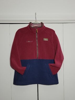 L.L. Bean Women's Two-Tone Fleece Pullover - Burgundy & Navy